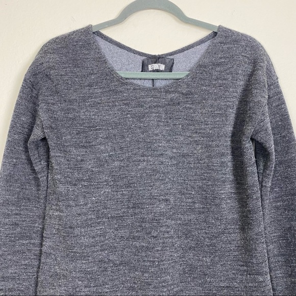Reformation Flax Blend Fleece Knit Tunic Sweater Top Charcoal Gray - Picture 2 of 7